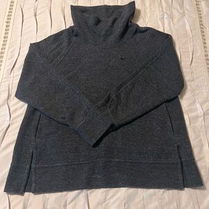 Nike Women's Size Medium Cowl Neck Dark Gray Sweater Sweatshirt Embroidered Logo